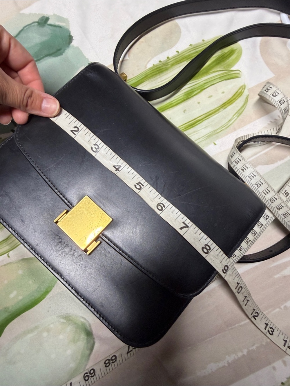 Quince Italian Leather Box Shoulder Bag in black structured gold-tone hardware - Picture 9 of 11